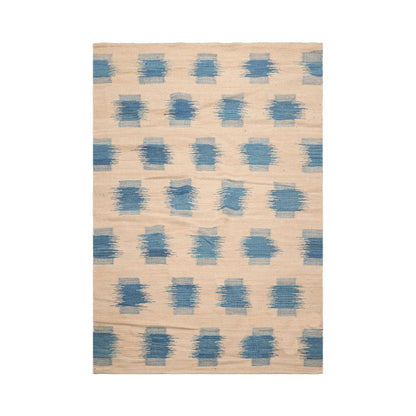 LoomBloom 5x8 Beige Handmade Contemporary Ikat Wool Oriental Area Rug Design