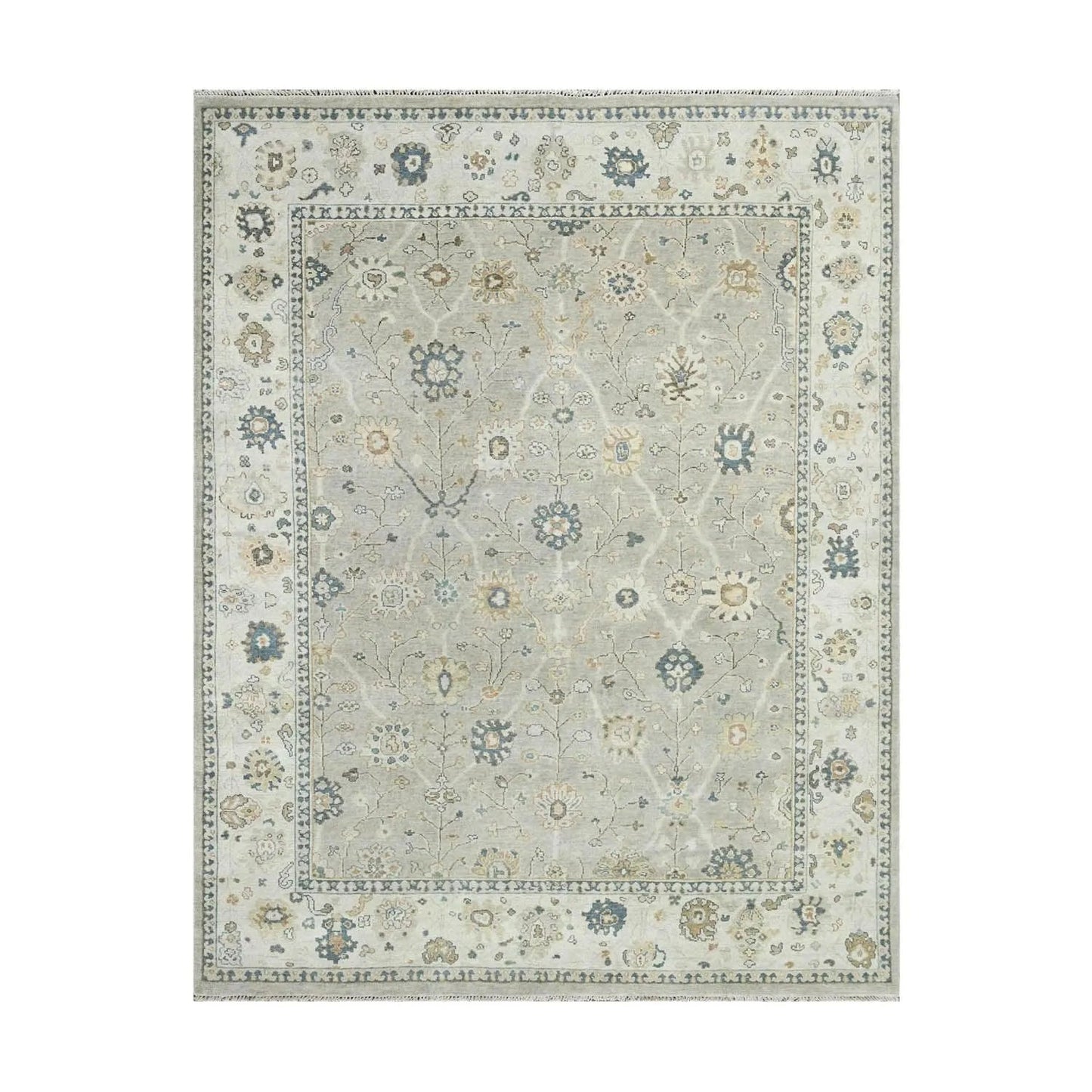 Multi Size Gray Hand Knotted Traditional Oushak Wool Oriental Area Rug