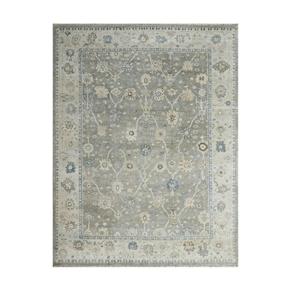 Multi Size Gray Hand Knotted Traditional Oushak Wool Oriental Area Rug