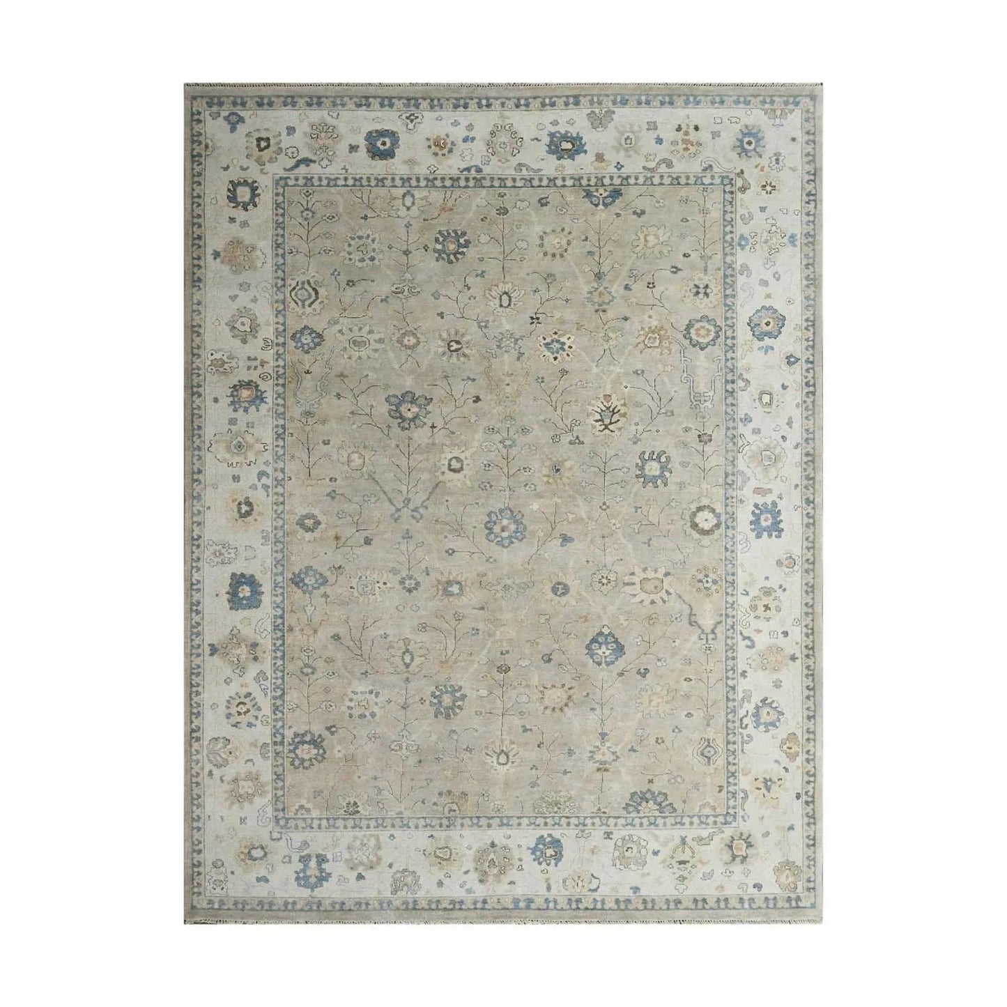 Multi Size Gray Hand Knotted Traditional Oushak Wool Oriental Area Rug
