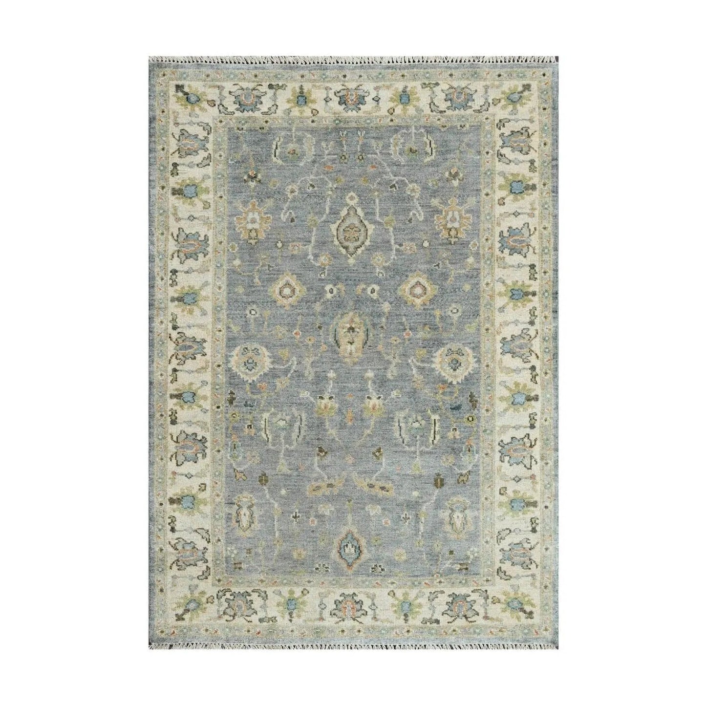 Multi Size Blue Hand Knotted Traditional Oushak Wool Oriental Area Rug