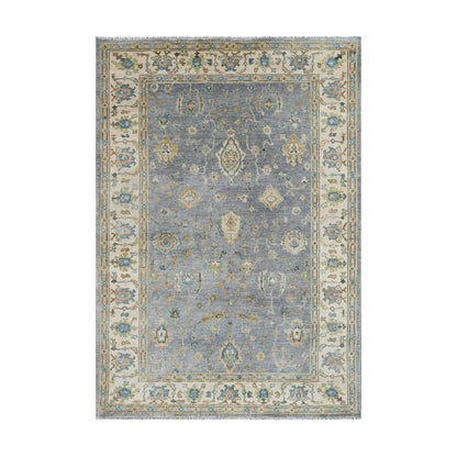 Multi Size Blue Hand Knotted Traditional Oushak Wool Oriental Area Rug
