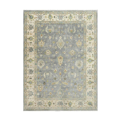 Multi Size Blue Hand Knotted Traditional Oushak Wool Oriental Area Rug
