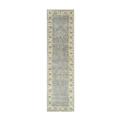 Multi Size Blue Hand Knotted Traditional Oushak Wool Oriental Area Rug