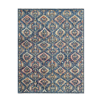 8x10 LoomBloom Navy Hand Knotted Transitional Wool Turkish Oushak Oriental Rug