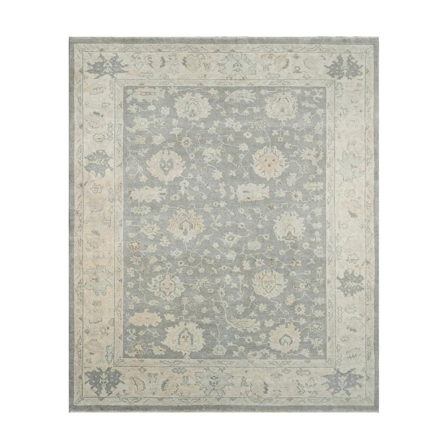 Multi Size Traditional Gray Wool Hand Knotted Turkish Oushak Oriental Rug
