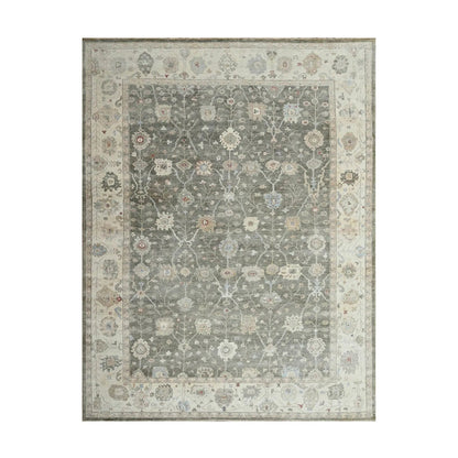 LoomBloom 10x14 Gray Wool Traditional Turkish Oushak Hand Knotted  Oriental Area Rug