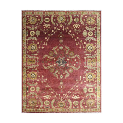 LoomBloom 8' 8'' x11' 7'' Raspberrry Hand Knotted Traditional Oushak Wool Oriental Area Rug