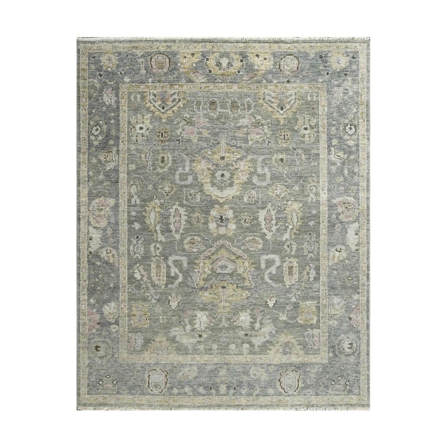 Multi Size Moss Hand Knotted Traditional Oushak Wool Oriental Area Rug