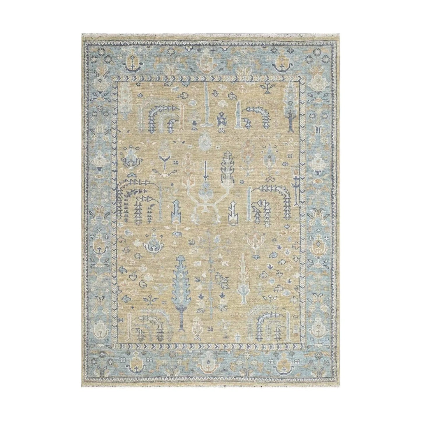Multi Sizes Warm Beige Hand Knotted Traditional Oushak Wool Oriental Area Rug