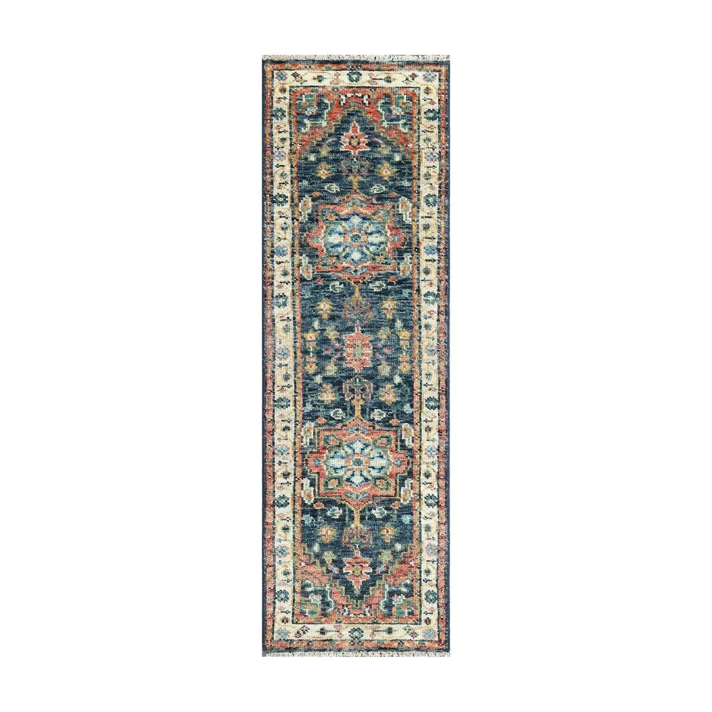 Multi Size Navy Hand Knotted Traditional Oushak Wool Oriental Area Rug