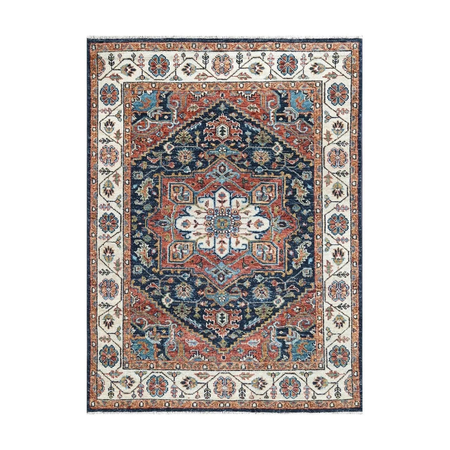 Multi Size Navy Hand Knotted Traditional Oushak Wool Oriental Area Rug