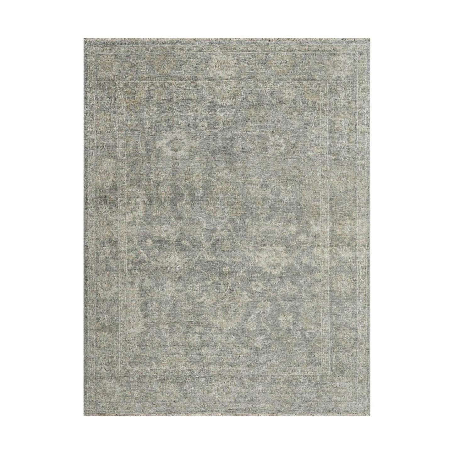 LoomBloom 7'4''x9'9" Moss Hand Knotted Traditional Oushak Wool Oriental Area Rug