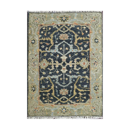 Multi Size Blue Hand Knotted Traditional Oushak Wool Oriental Area Rug