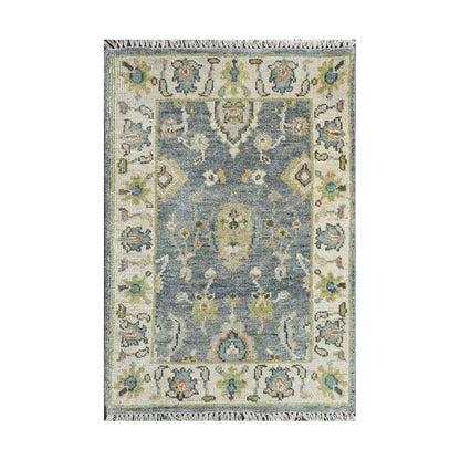 Multi Size Blue Hand Knotted Traditional Oushak Wool Oriental Area Rug