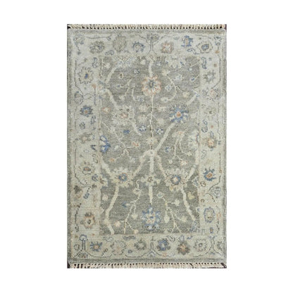 Multi Size Gray Hand Knotted Traditional Oushak Wool Oriental Area Rug