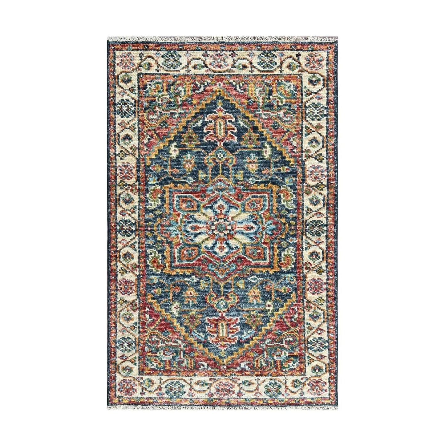 Multi Size Navy Hand Knotted Traditional Oushak Wool Oriental Area Rug