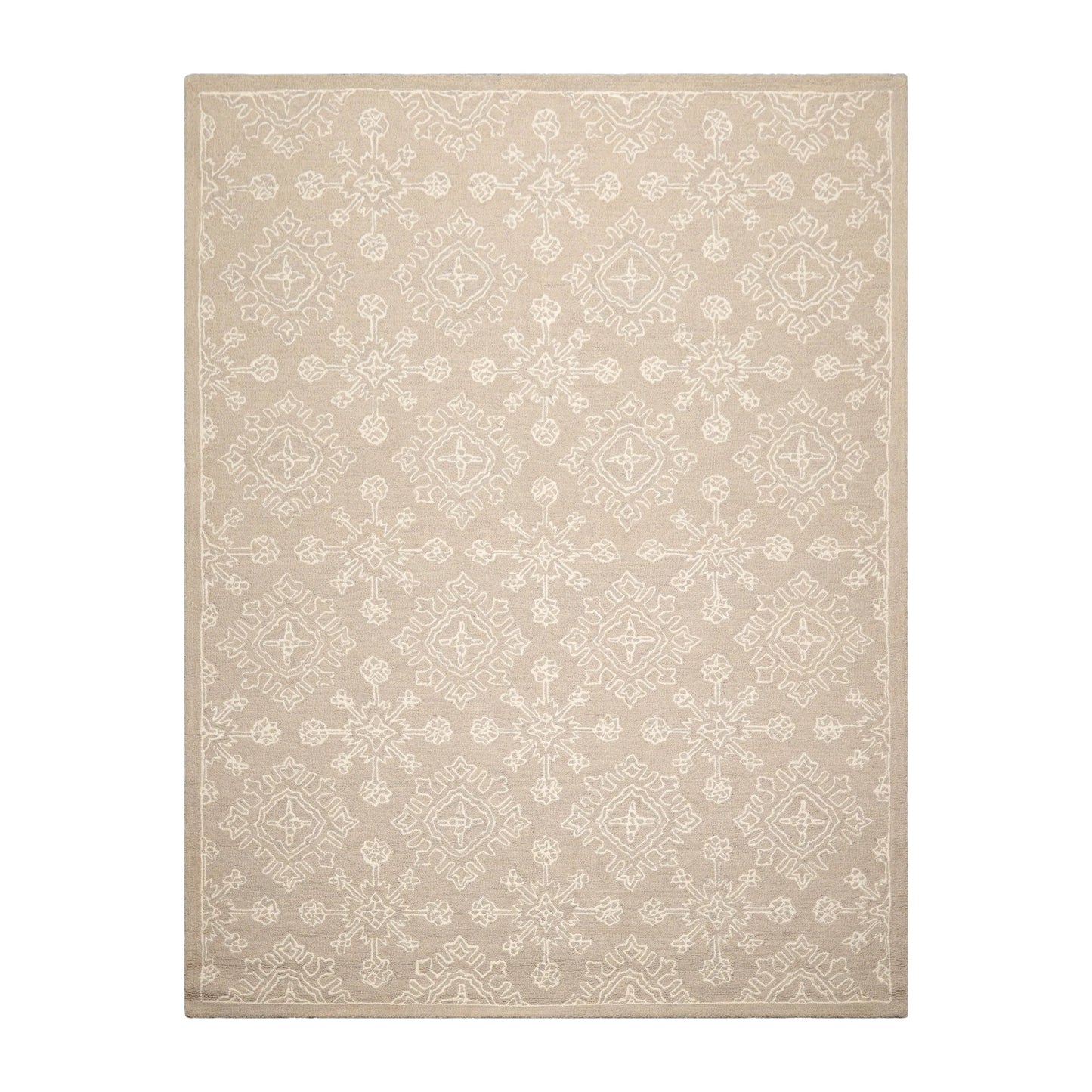 LoomBloom 7'8"x10' Beige Hand Tufted Transitional Floral 100% Wool Oriental Area Rug