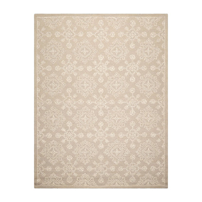LoomBloom 7'8"x10' Beige Hand Tufted Transitional Floral 100% Wool Oriental Area Rug