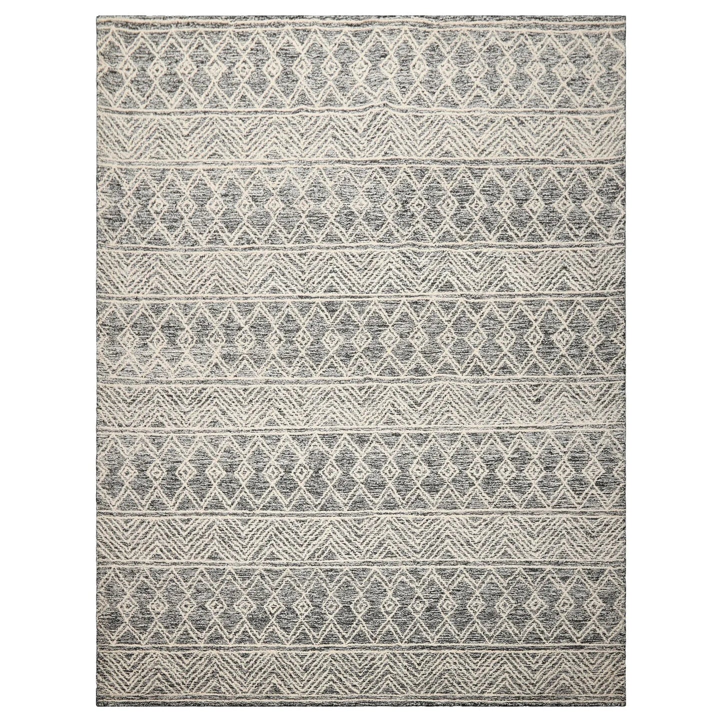 LoomBloom Multi Size Black Hand Tufted Transitional Geometric Wool Oriental Area Rug