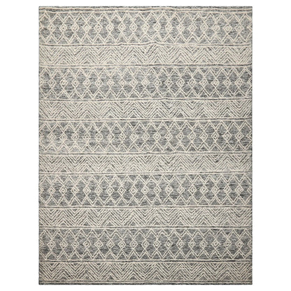 LoomBloom Multi Size Black Hand Tufted Transitional Geometric Wool Oriental Area Rug