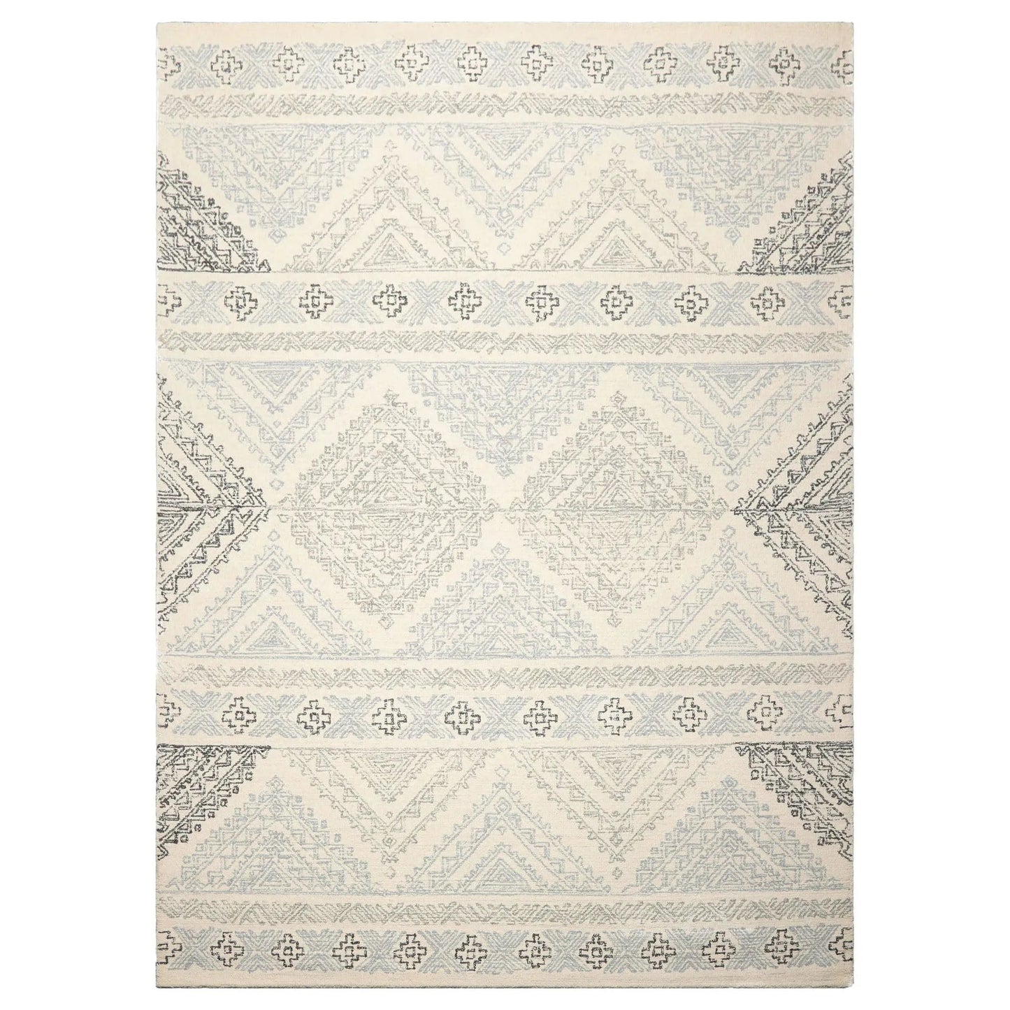LoomBloom Multi Size Ivory Hand Tufted Transitional Geometric Wool Oriental Area Rug