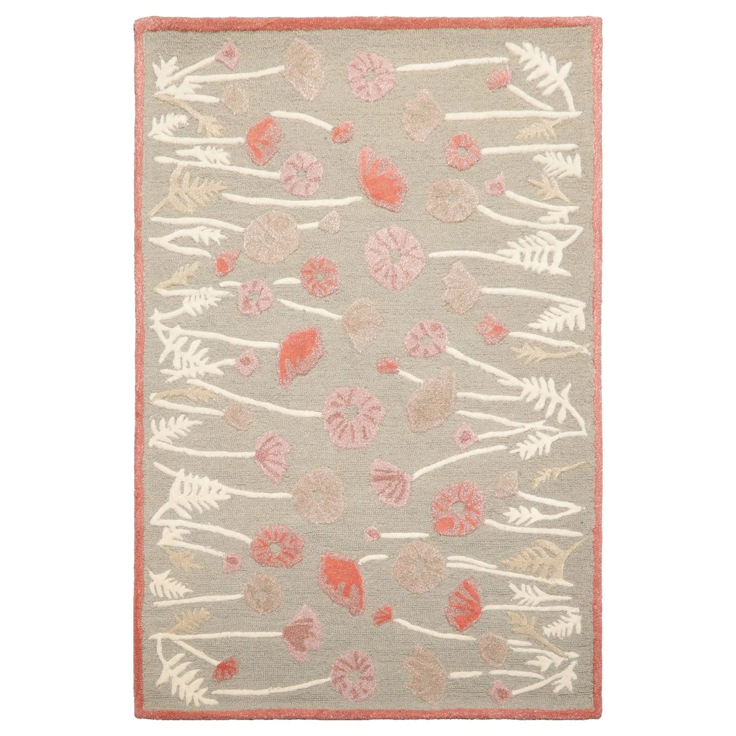 LoomBloom Multi Size Gray Beige Hand Tufted Contemporary Floral Wool and Faux Silk Oriental Area Rug