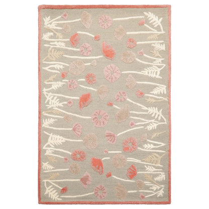 LoomBloom Multi Size Gray Beige Hand Tufted Contemporary Floral Wool and Faux Silk Oriental Area Rug