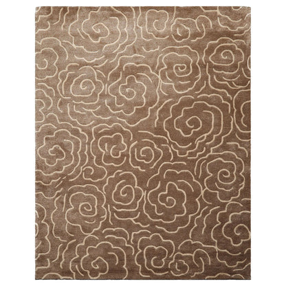 LoomBloom Multi Size Brown Hand Tufted Contemporary Floral Wool and Faux Silk Oriental Area Rug