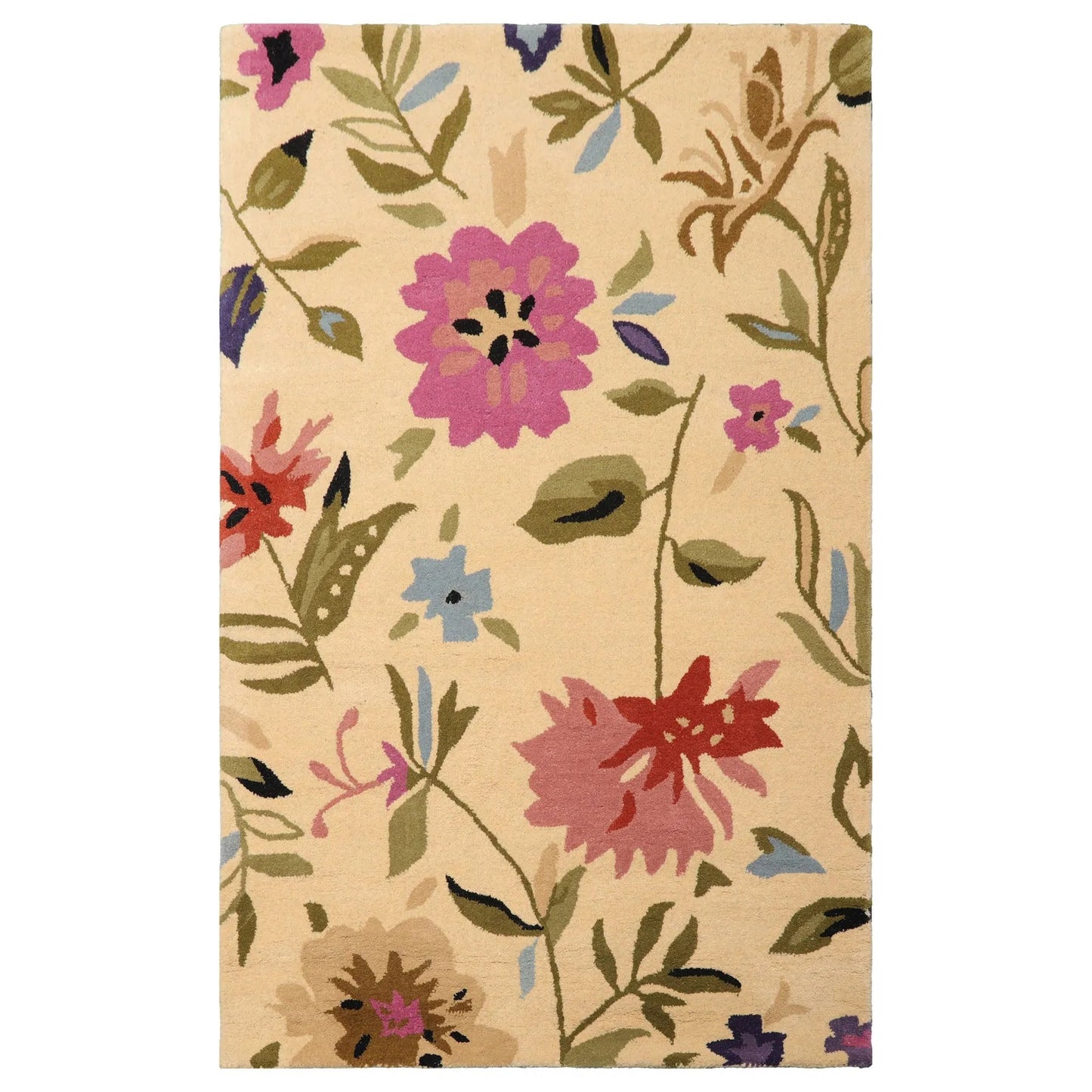 LoomBloom Multi Size Light Gold Hand Tufted Contemporary Floral Wool Oriental Area Rug