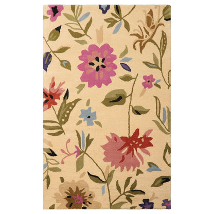 LoomBloom Multi Size Light Gold Hand Tufted Contemporary Floral Wool Oriental Area Rug
