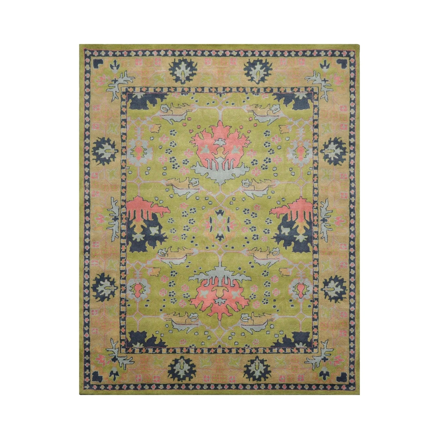 Multi Size Green Hand Tufted Traditional Oushak Turkish 100% Wool Oriental Area Rug