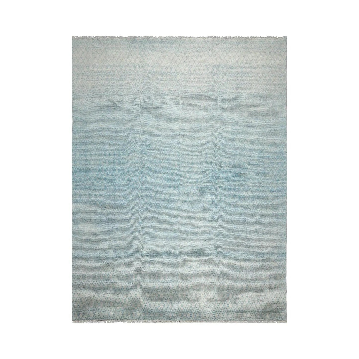 LoomBloom 9'x12'3" Ivory Hand Knotted Contemporary Ribbed Wool Oriental Area Rug