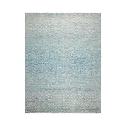 LoomBloom 9'x12'3" Ivory Hand Knotted Contemporary Ribbed Wool Oriental Area Rug