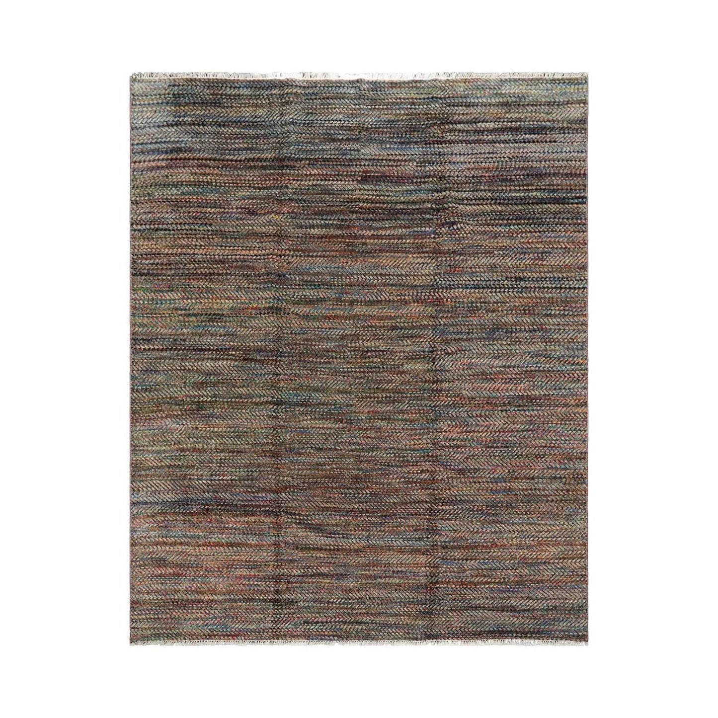 LoomBloom 7'10''x10' Gray Hand Knotted Modern Geometric Wool Oriental Area Rug