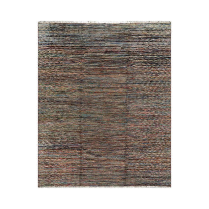 LoomBloom 7'10''x10' Gray Hand Knotted Modern Geometric Wool Oriental Area Rug