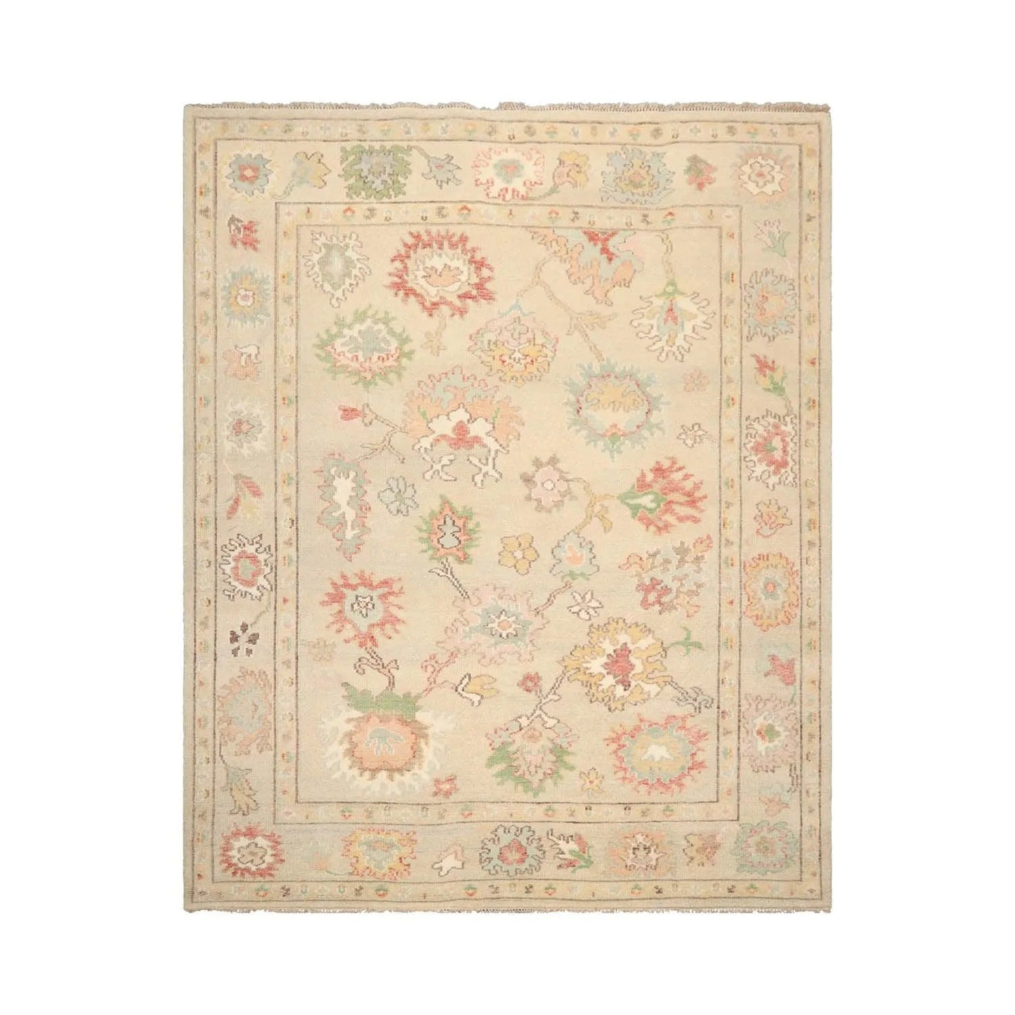 LoomBloom Multi Size Beige Hand Knotted Arts & Crafts/Mission Oushak Wool Oriental Area Rug