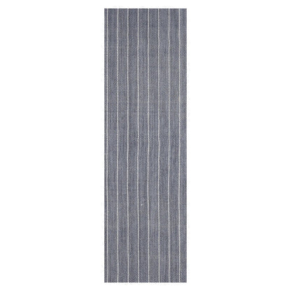 LoomBloom Multi Size Navy Hand Woven Contemporary Herringbone Flatweave New Zealand Wool  Oriental Area Rug