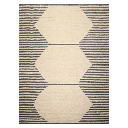 LoomBloom Multi Sizes Oatmeal Hand Woven Flatweave Contemporary Geometric Wool Oriental Area Rug