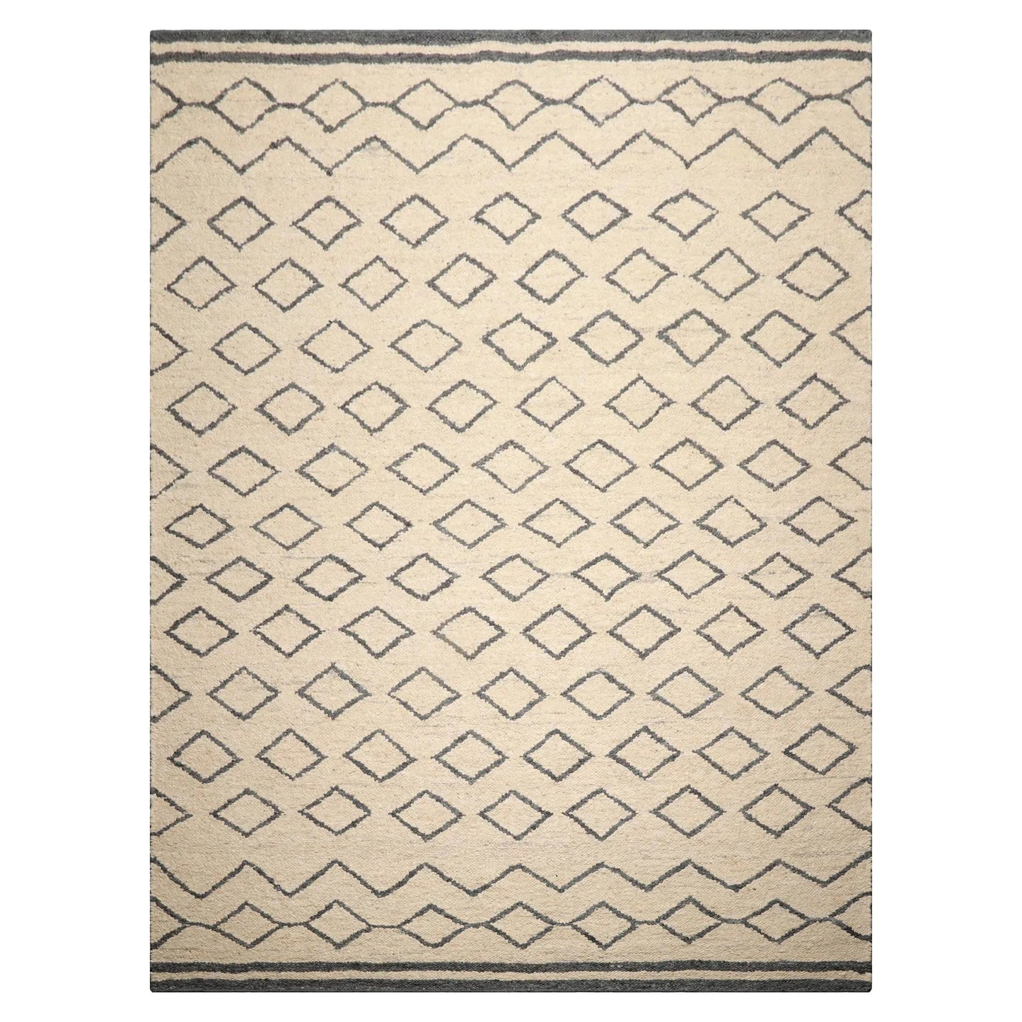 LoomBloom Multi Sizes Oatmeal Hand Woven Flatweave Contemporary Geometric Wool Oriental Area Rug