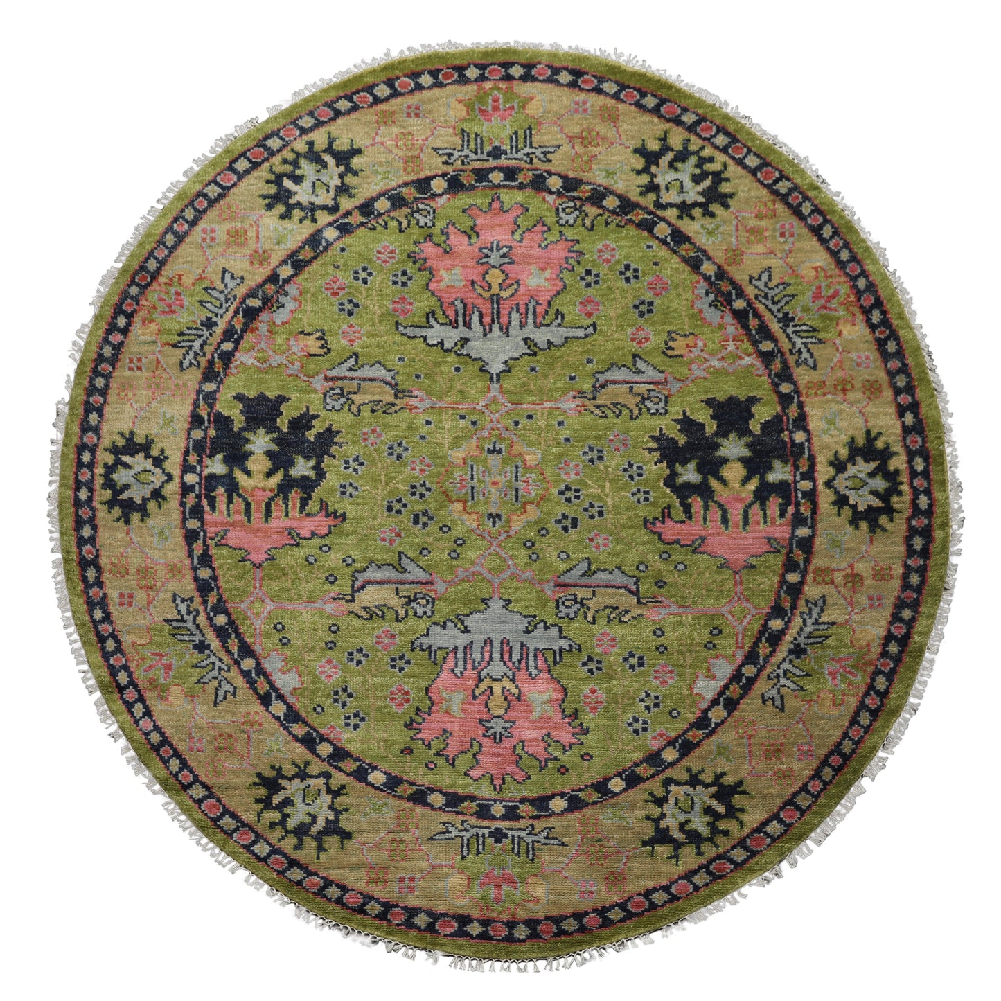 Multi Sizes Green, Pink Hand Knotted Muted Turkish Oushak 100% Wool Traditional Oriental Area Rug