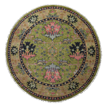 Multi Sizes Green, Pink Hand Knotted Muted Turkish Oushak 100% Wool Traditional Oriental Area Rug