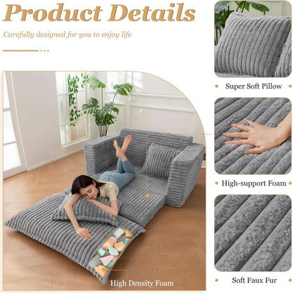 Dark Grey Interconvertible Sleeper Sofa Bed Cushions