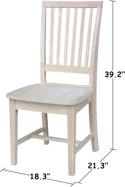 Mission Side Dining Chairs Set Of 2 Solid Parawood Unfinished 39.2 Inch Height
