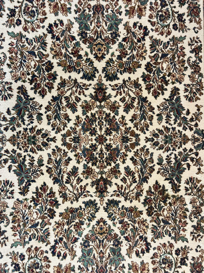 Karastan Rug 5.9 x 9, Ivory Sarouk #760, Wool Vintage Original Collection 700 Series