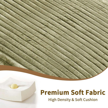 Corduroy Convertible Sofa Bed With Forest Green Fabric