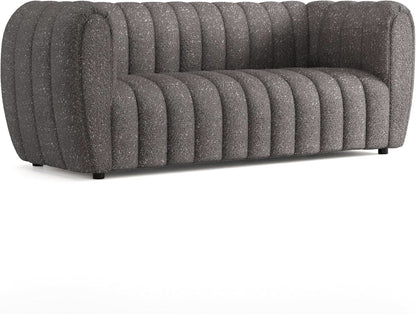 Charcoal Gray Vertical Channel Tufted 3 Piece Sofa Set
