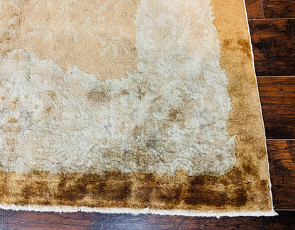 Chinese Peking Rug 5x7, Golden-Tan, Vintage Chinese Wool Carpet