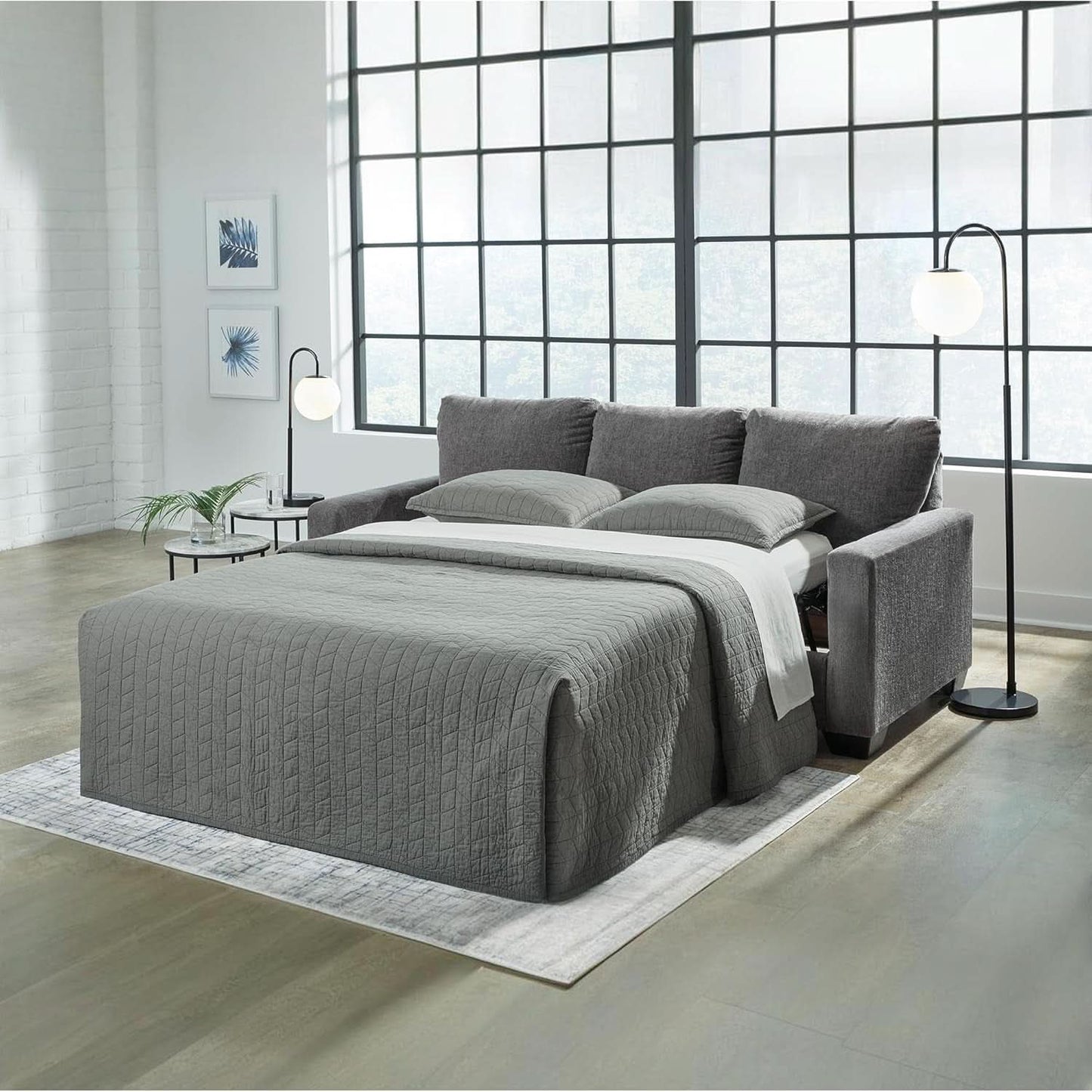 Queen Memory Foam Convertible Sofa Sleeper Charcoal