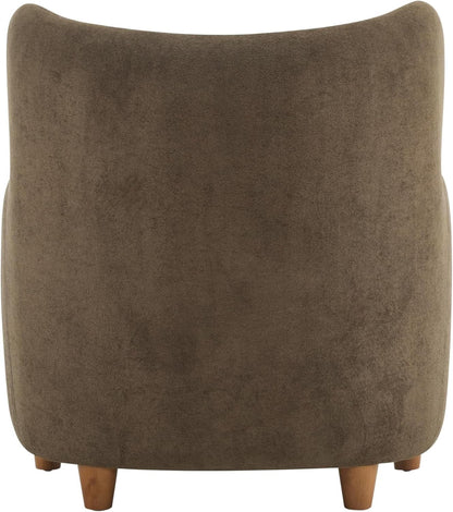 Brown Velvet Wingback Chair With Contoured Backrest